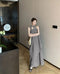 Ladies Chic Dress With Halter Neck Asymmetrical Flowing Hem